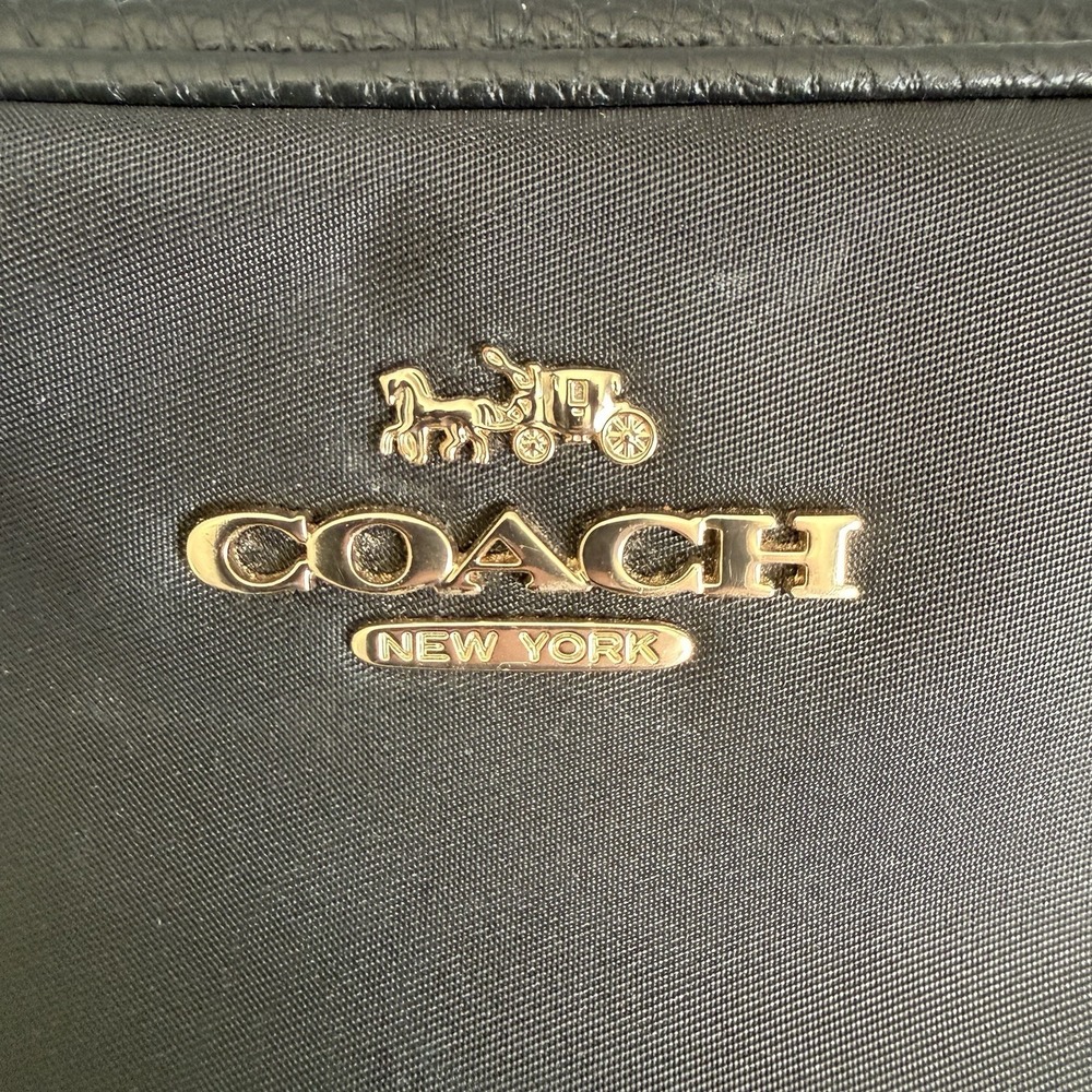 Coach Ellis Medium Nylon Leather Black Gold Cosmetic Case Make Up Bag Pouch - Picture 10 of 13